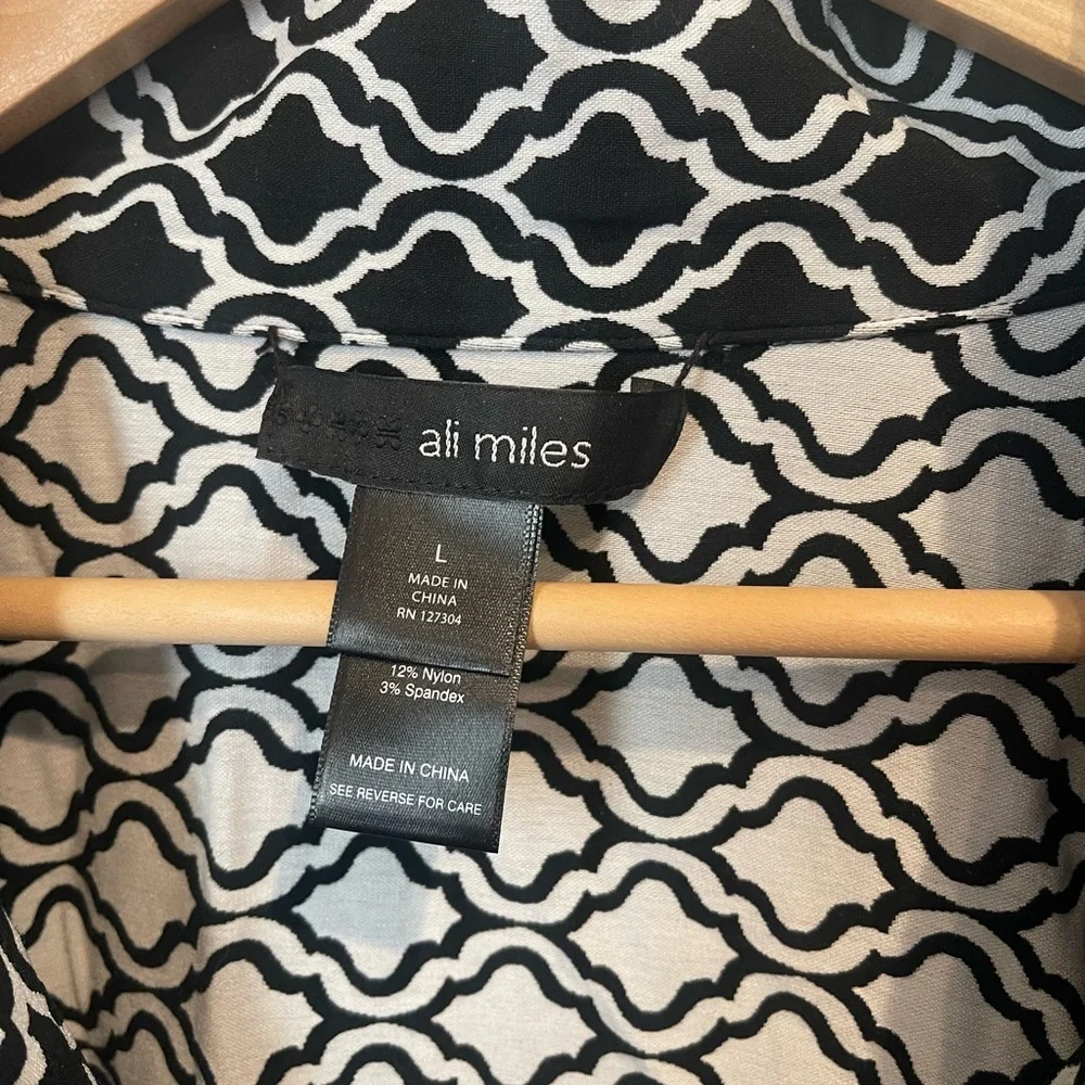 Ali Miles Art-to-Wear Black and White Geometric Button Down Reversible Jacket L - Picture 2 of 3